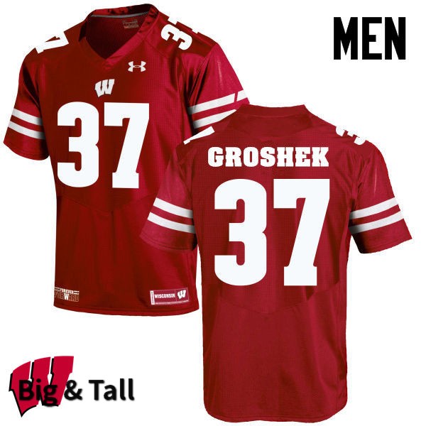 Wisconsin Badgers Men's #14 Garrett Groshek NCAA Under Armour Authentic Red Big & Tall College Stitched Football Jersey TJ40G03LO